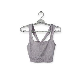 Alo Yoga Wild Thing Bra Gravel Heather Grey Ribbed XS